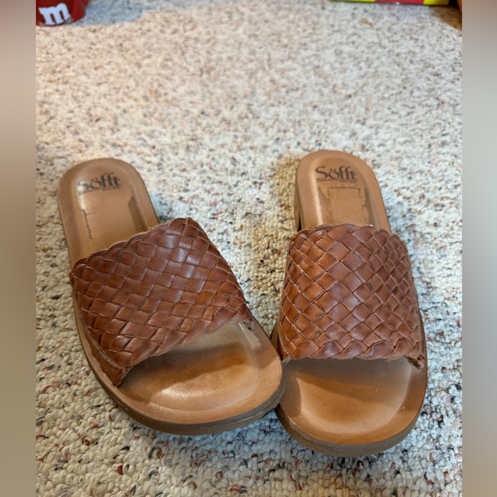 Soft tan sandals wore once.